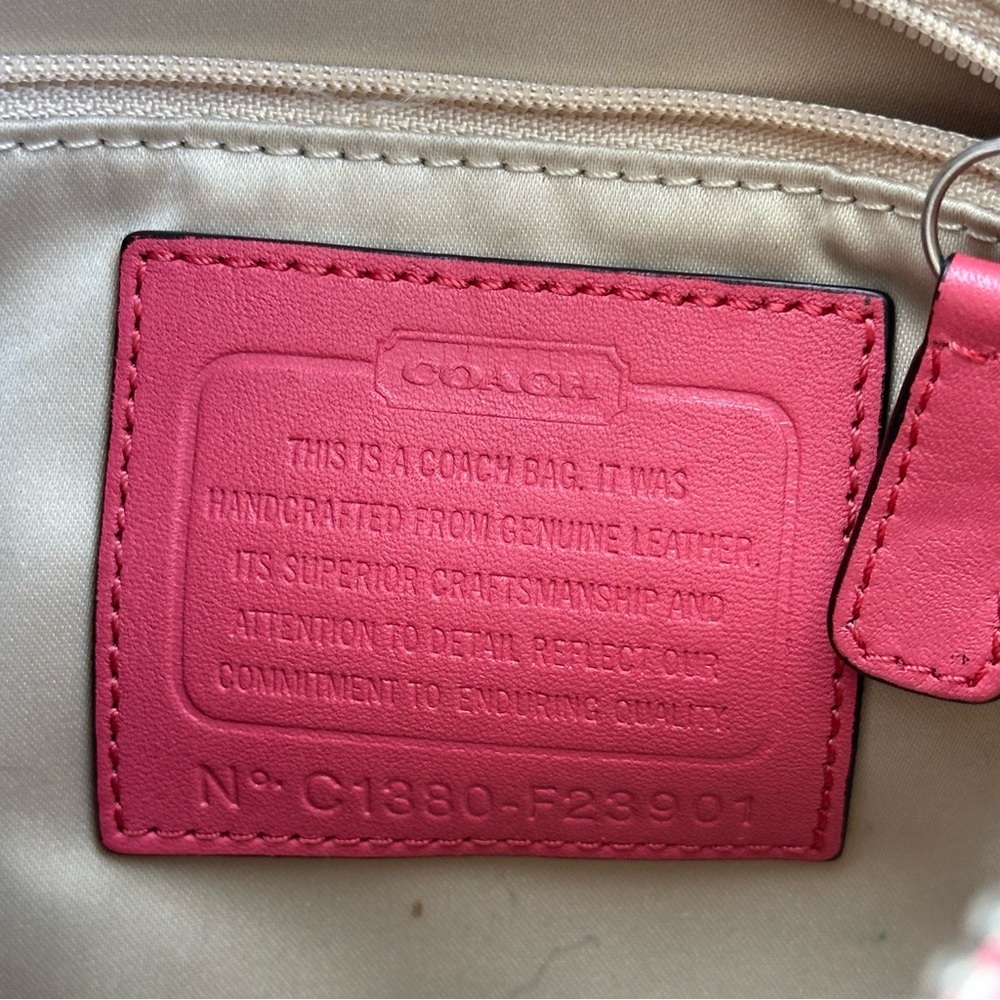 COACH DAISY LEATHER MIA F23901 SILVER/CORAL - Picture 6 of 16